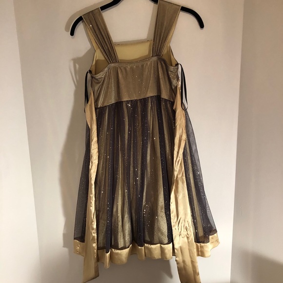 Formal gold and black lace dress with sache - Picture 6 of 6